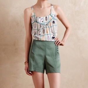 Elevenses Green High Waist Shorts